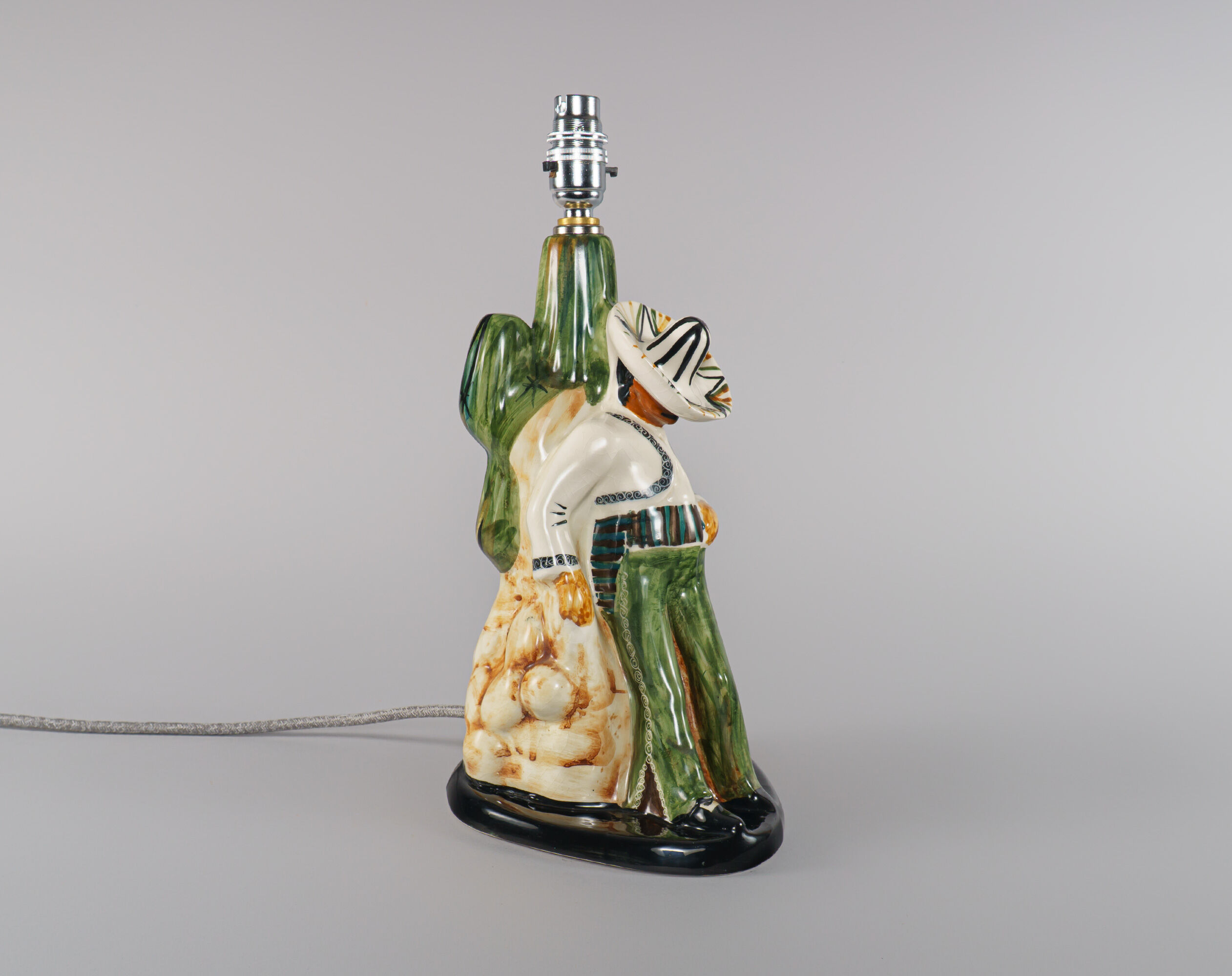 Vintage 1960s Jersey Pottery MCM Kitsch Mexican Siesta Table Lamp