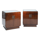 Walnut Veneered Drawer Cabinets or Nightstands by Baker, England, 1970s
