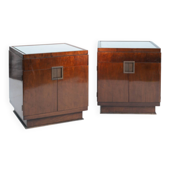 Walnut Veneered Drawer Cabinets or Nightstands by Baker, England, 1970s