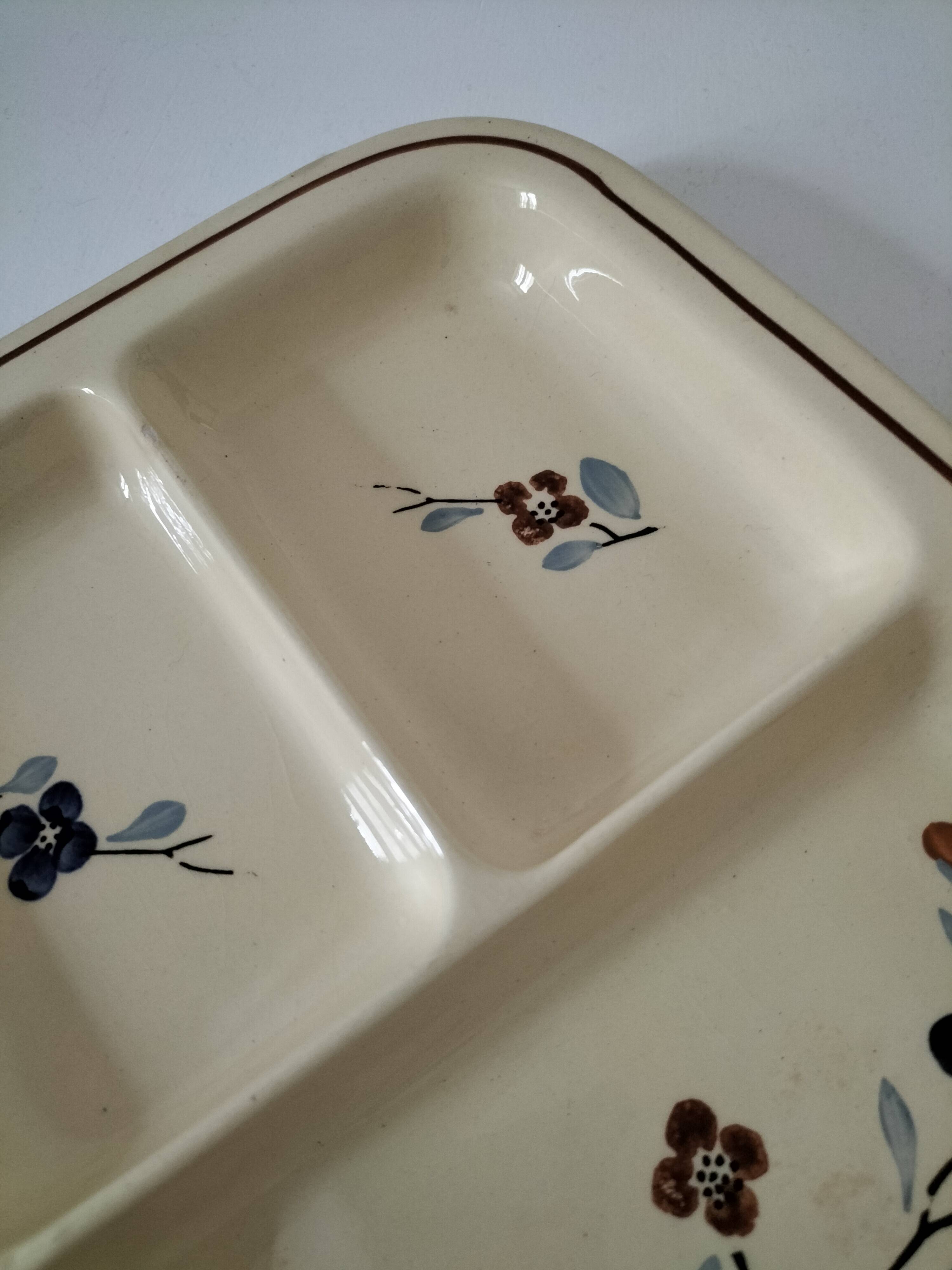 Vintage Sarreguemines compartmentalized plate model 5041 with Japanese decoration