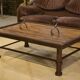 Table basse brutaliste bois et fer forgé 1960’s