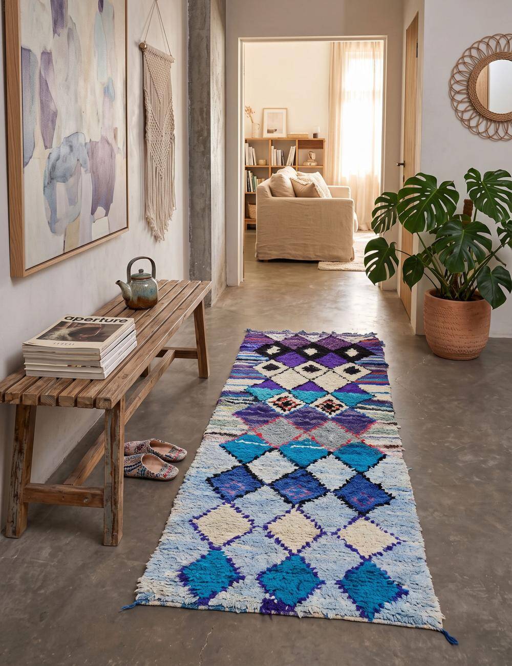 Tapis Berbère Boucherouite - 280 x 88 cm