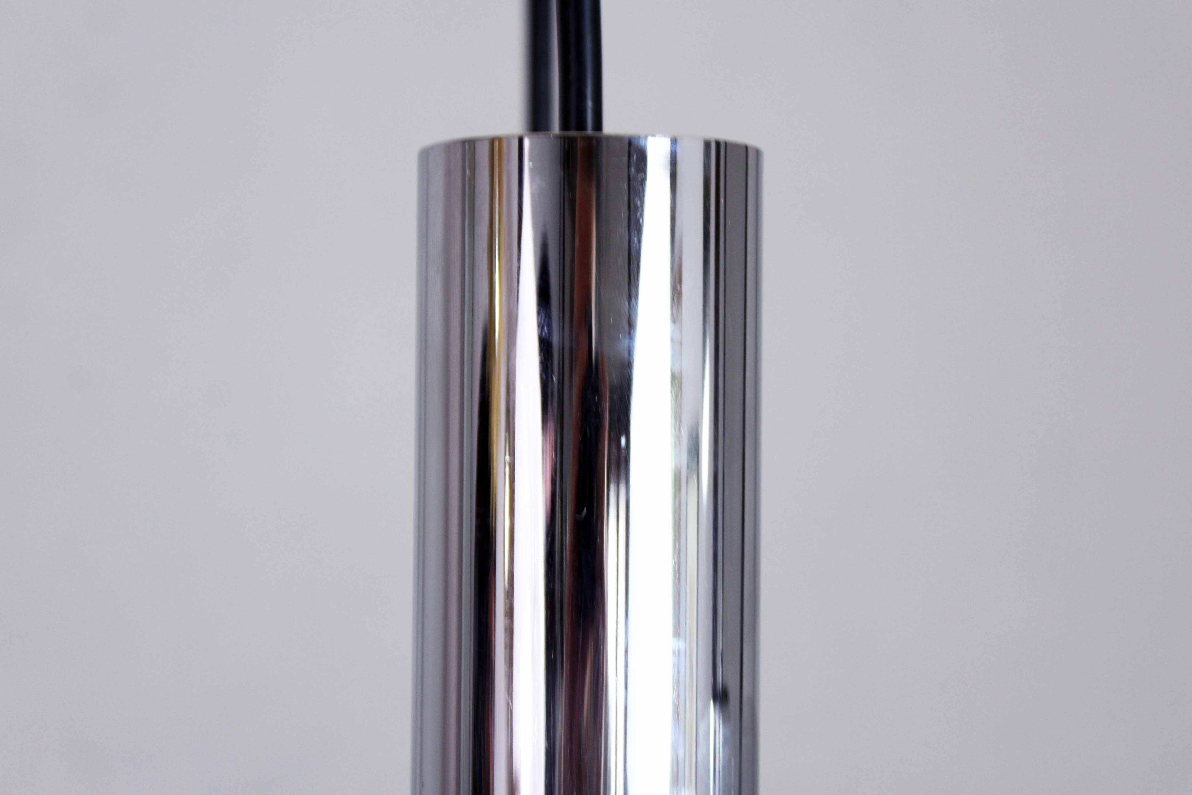 Lustre à suspensions en métal chromé et verre 1970