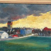 Original Swedish Oil On Panel – “Village” By A.G. – Dated 1948 – Vintage & Framed