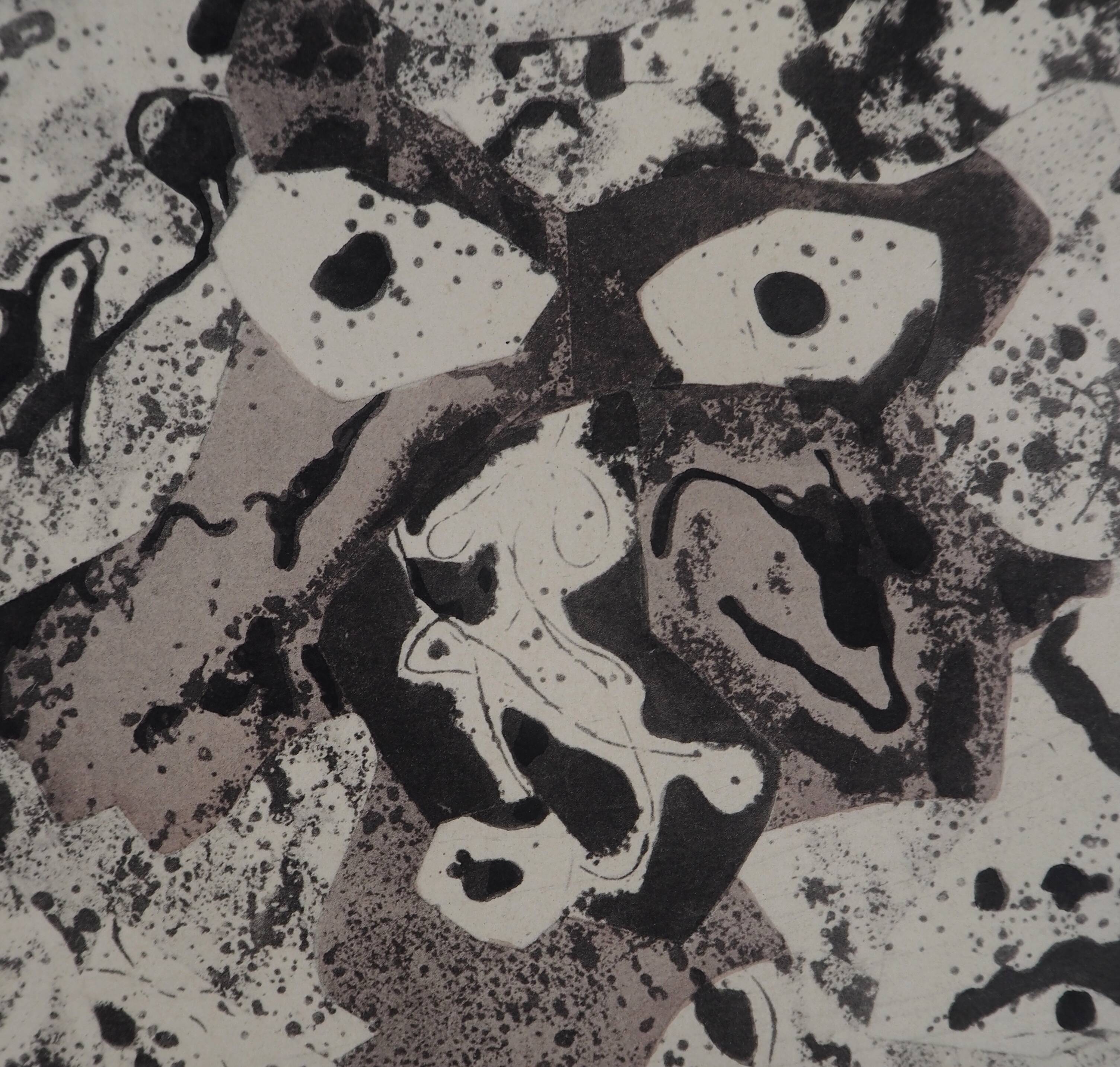 jean dubuffet: portrait - lithograph and stencil