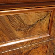 Walnut and walnut burl commode in Louis Philippe style.
