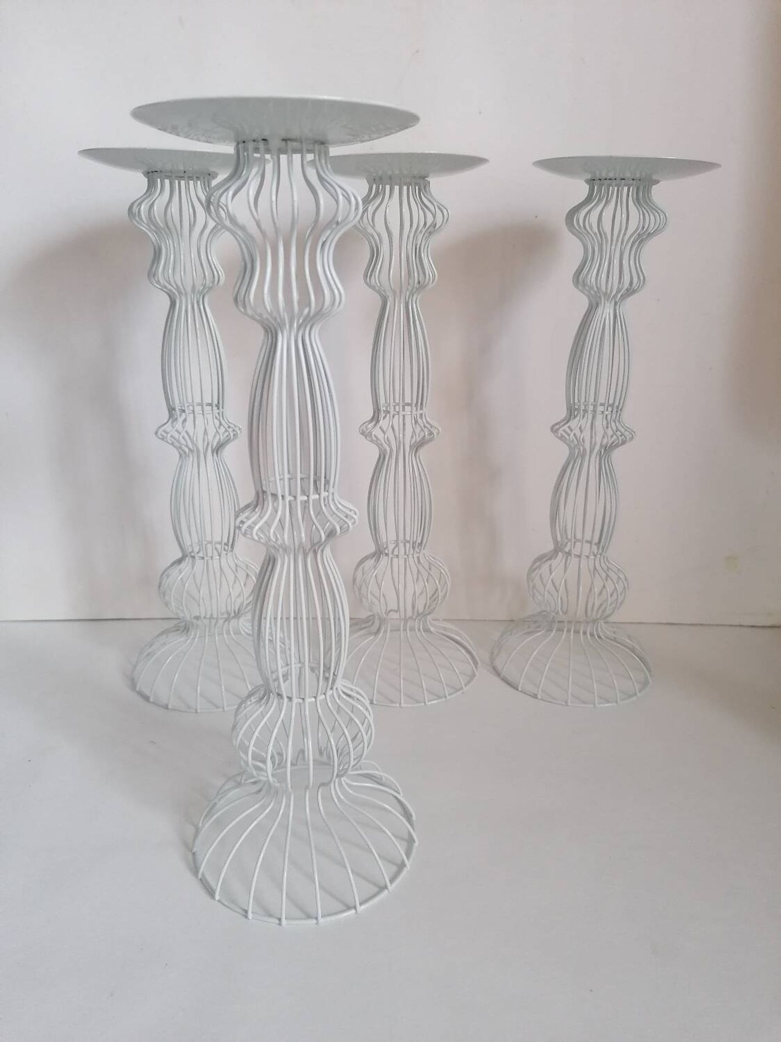 4 contemporary design wire candle holders