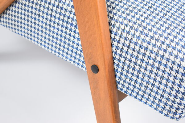 Fauteuil vintage original années 1960, totalement restauré, pied de poule