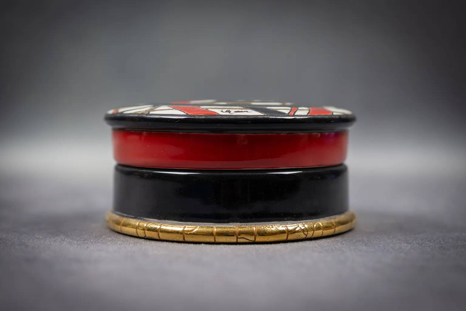 Round Roller Coaster Box in Longwy Enamel by Catherine Lhoir