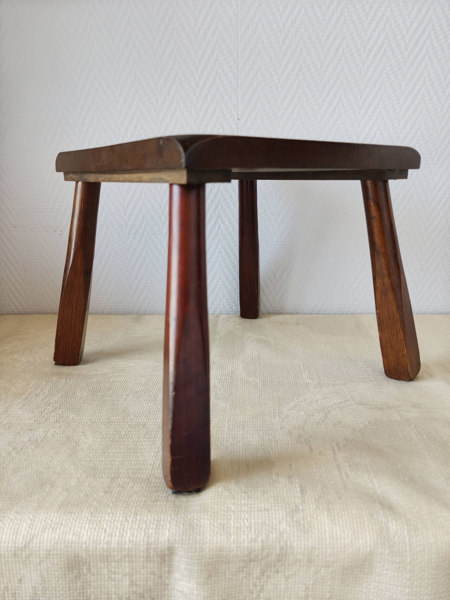 Wooden stool in Scandinavian style, handcrafted, circa 1960.