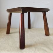 Wooden stool in Scandinavian style, handcrafted, circa 1960.