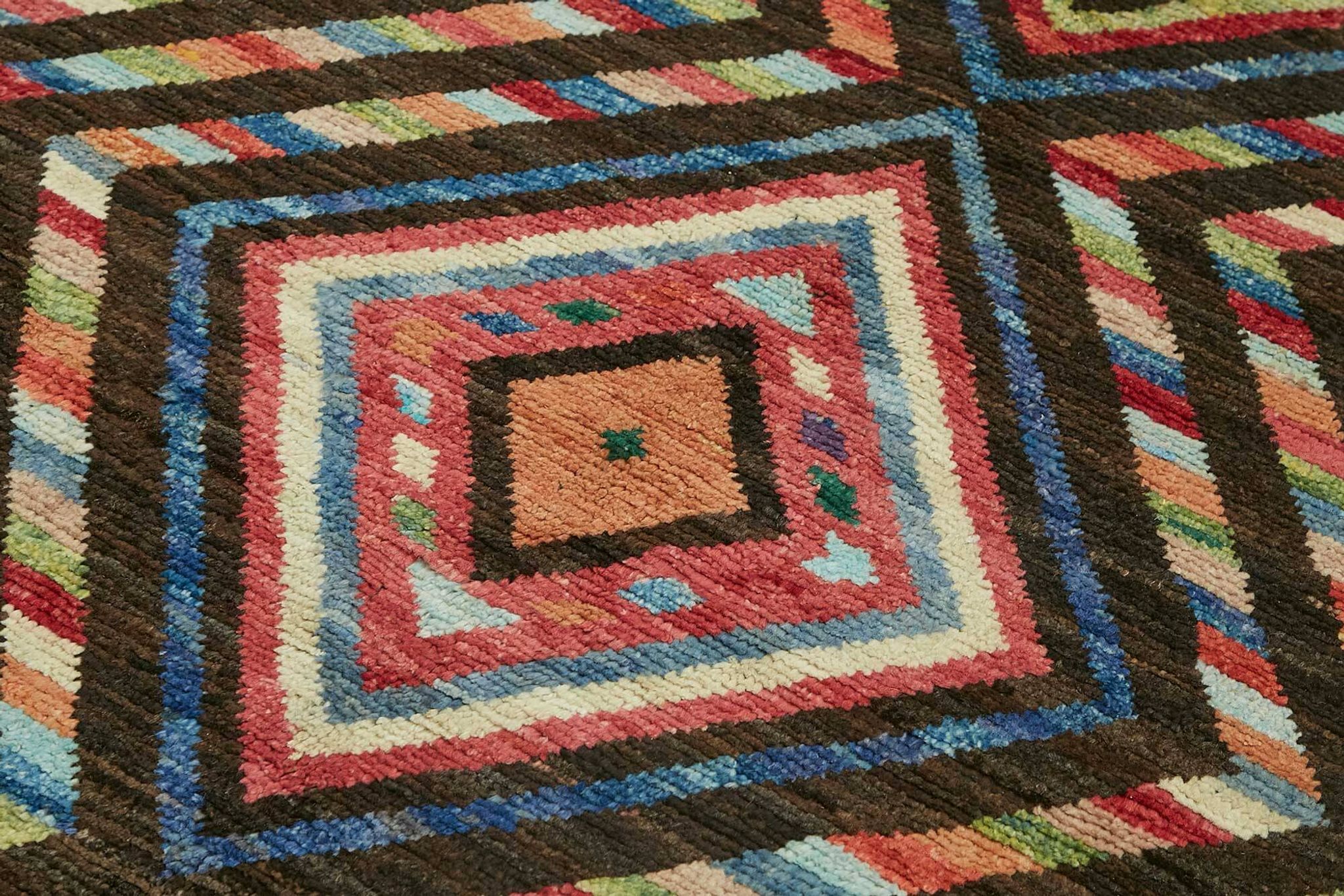 Hand-Knotted Tribal Unique 173 cm x 238 cm Brown Wool Carpet