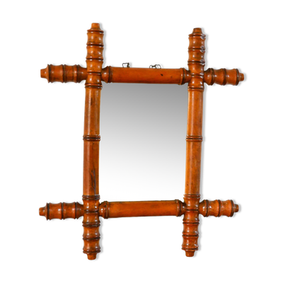 Miroir de barbier en bois effet bambou 38 x 33 cm