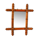 Bamboo effect wooden barber mirror 38 x 33 cm
