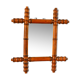 Bamboo effect wooden barber mirror 38 x 33 cm