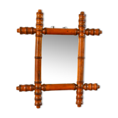 Bamboo effect wooden barber mirror 38 x 33 cm