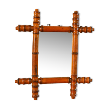 Miroir de barbier en bois effet bambou 38 x 33 cm