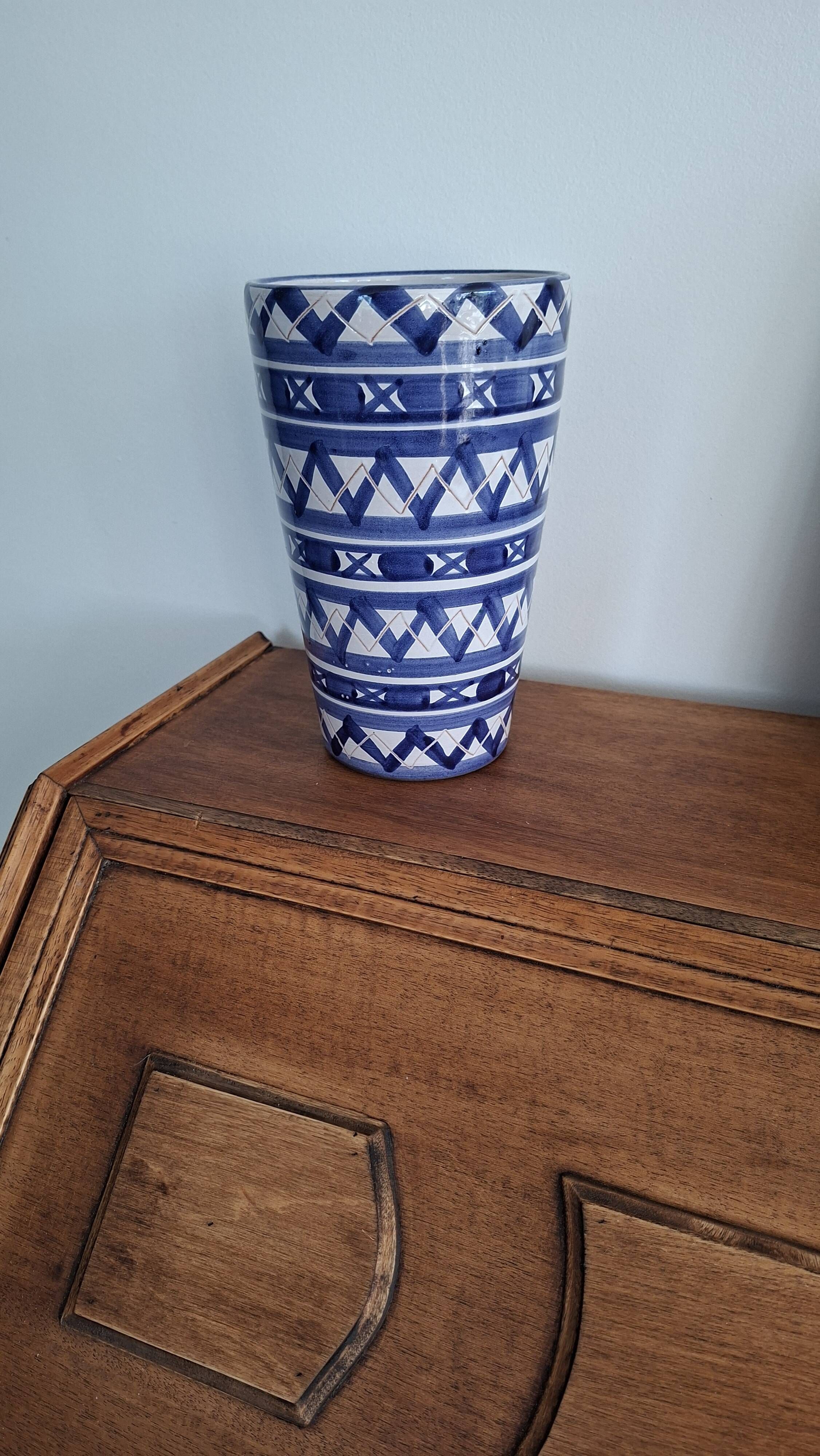 Blue and White Ceramic Decorative Vase Robert Picault
