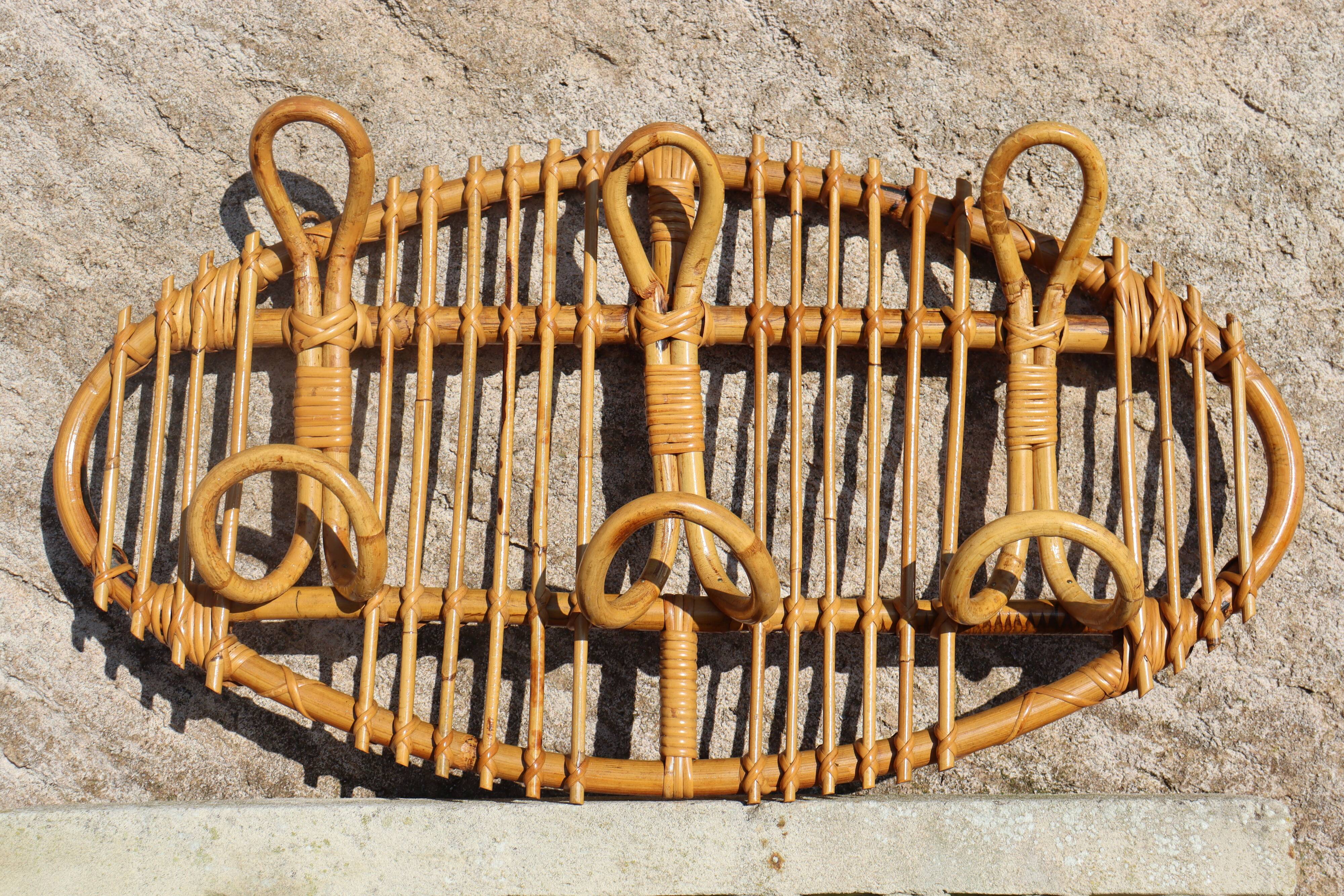 Italian rattan coat rack