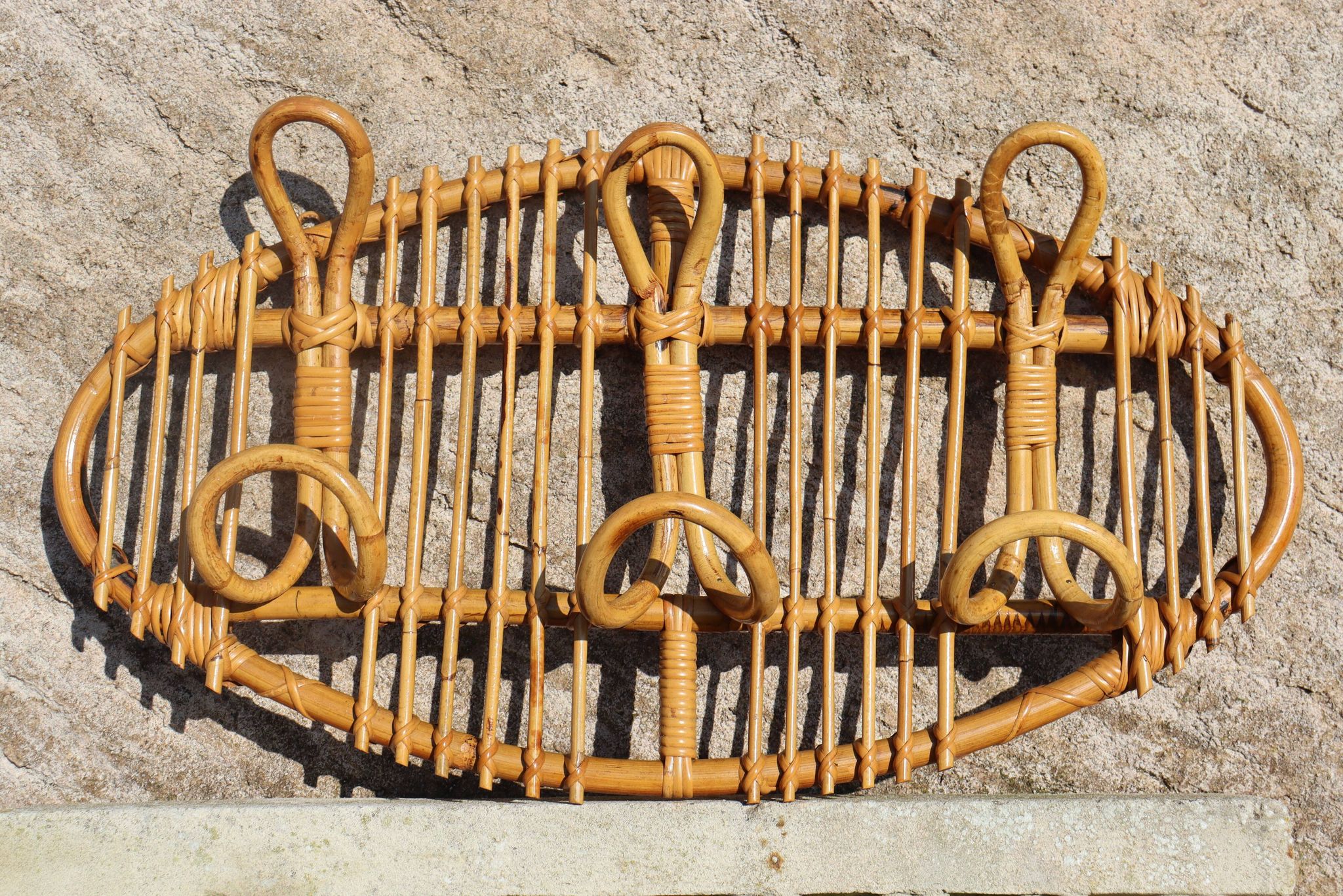 Italian rattan coat rack