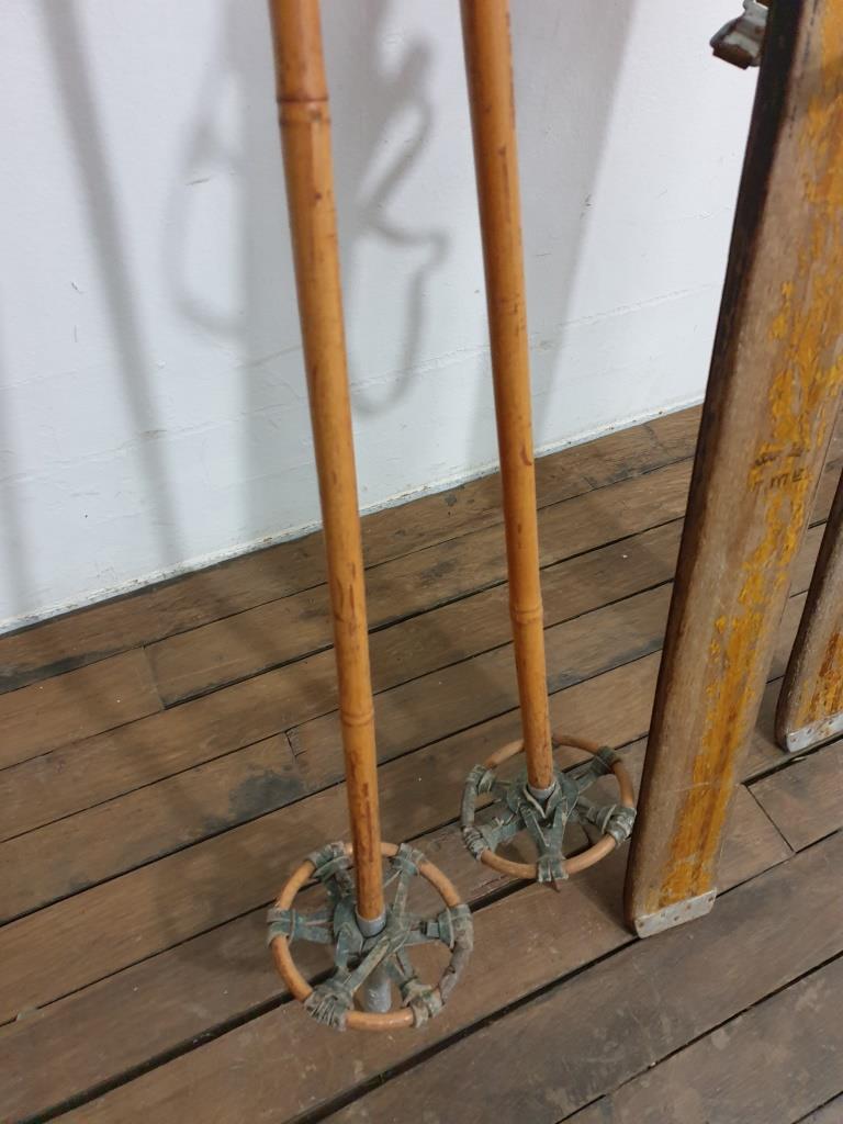 Old pair of wooden skis - vintage sport