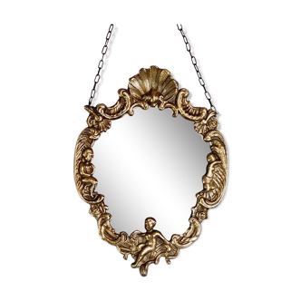 Cherub brass mirror