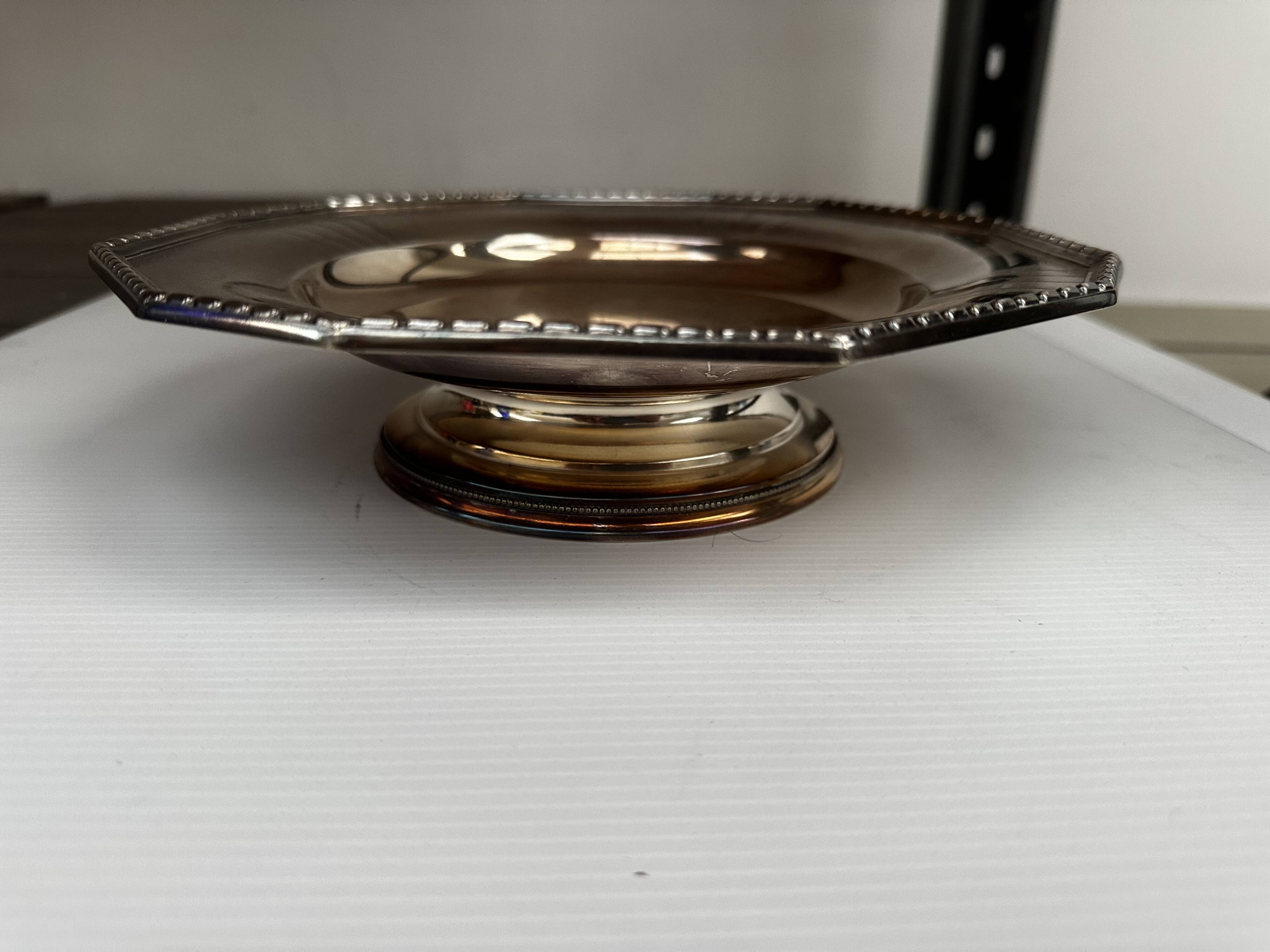 Art Deco Silver Metal Centerpiece - Octagonal Shape