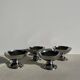 Set of 4 vintage metal ice cream glasses/cups on a stand.