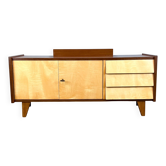 Lowboard, petit meuble de hall avec tiroirs, érable rayé, années 1960