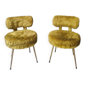 Vintage PELFRAN style armchairs with fur upholstery