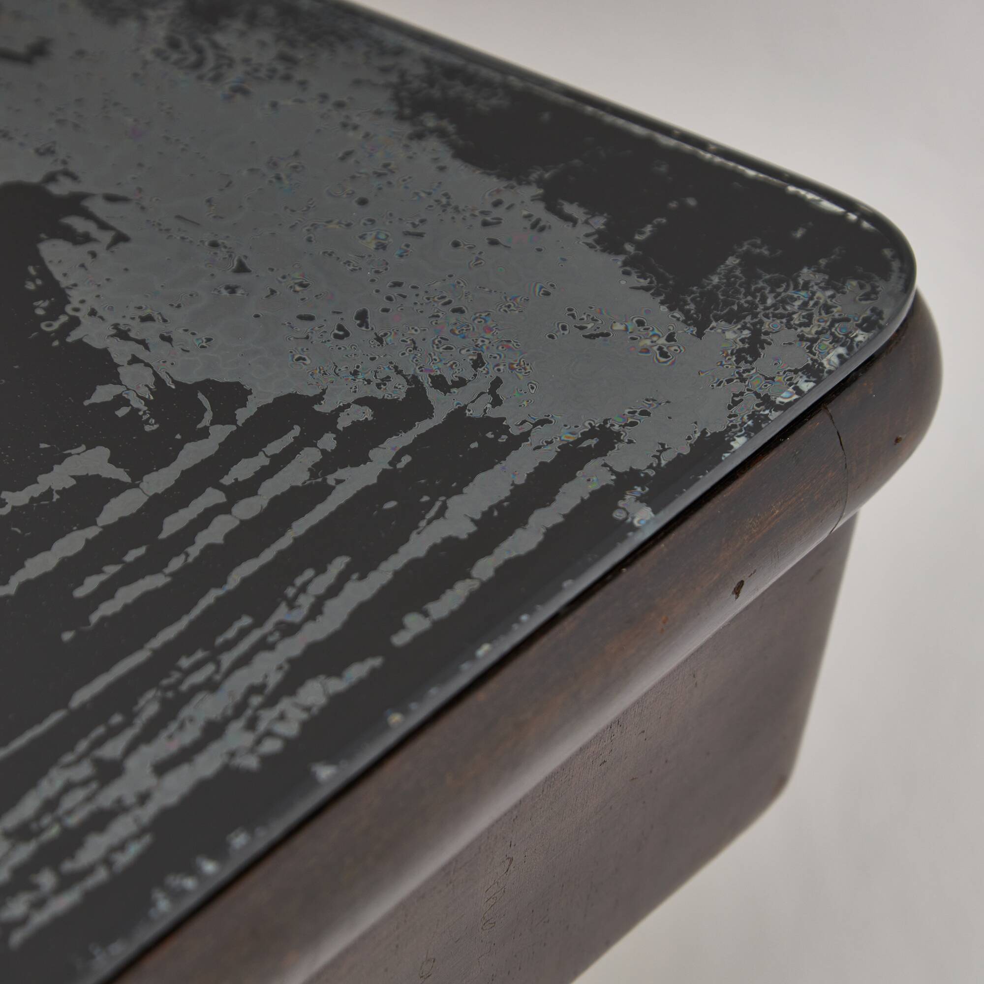 Large Robust Dinig Table with Carved Legs and Glass Top