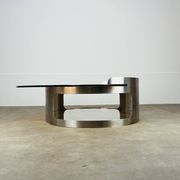 Kappa coffee table in steel and smoked glass, Maria Pergay style, 1970s.