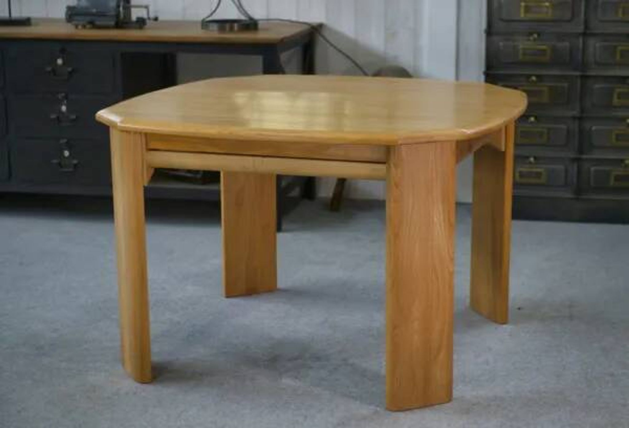 Solid elm table in the style of Maison Regain, 1970s