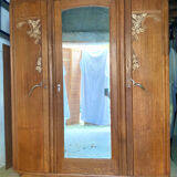 Armoire bois vintage art déco miroir