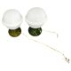 Pair Czech 1970s Milk Glass and Green Ceramic Table Lamps