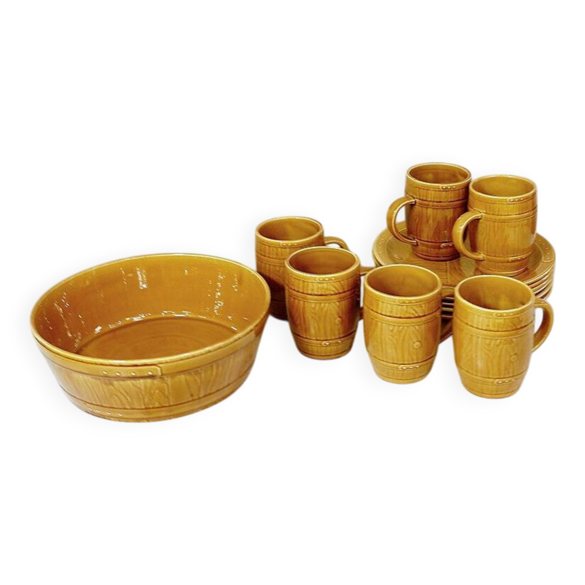 Sauerkraut tableware GIEN France - 6 mugs - 6 plates - 1 large dish (13 pieces)