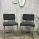 Pair of chrome and velvet chairs