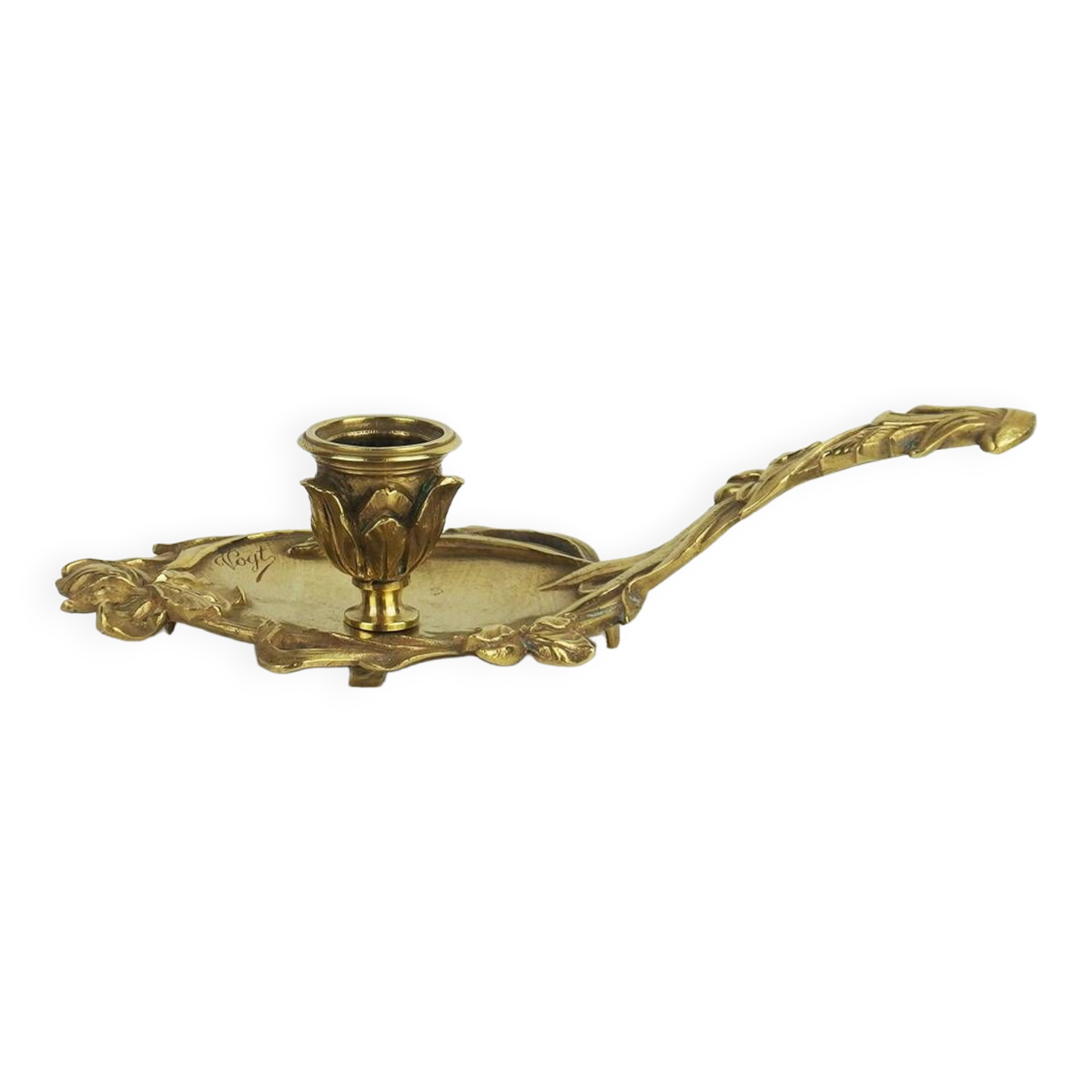 Art Nouveau candle holder in bronze by A Vogt