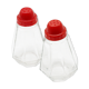 Glass salt and pepper and red bakelite