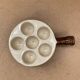 Set of 6 émile henry snail dishes in beige brown ceramic pan