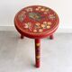 Vintage folk art wooden milk stool / side table