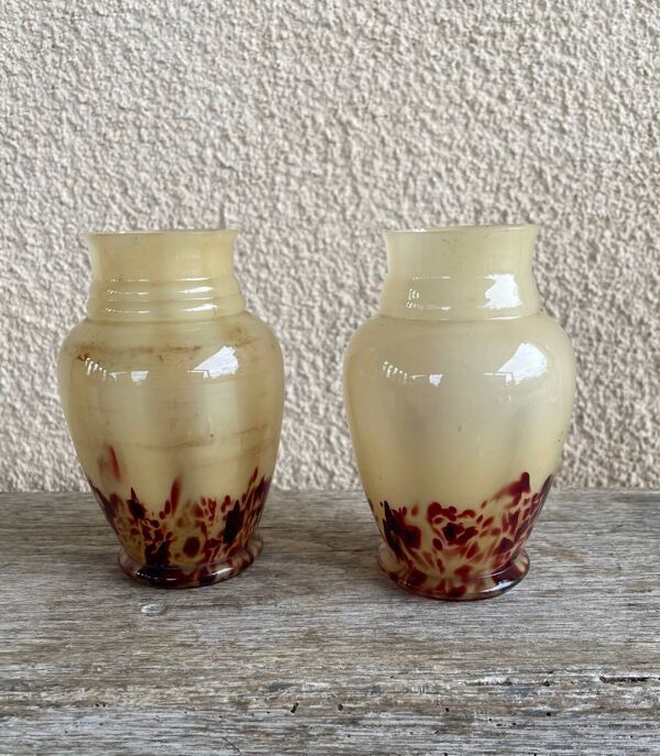 Paire de vases Art Déco en verre de Franz Welz, 1920