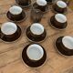 Coffee cups, Cappuccino, Yves Déshoulières, brown and gold, Nescafé