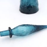 Empoli Italian carafe in blue glass, 1960s