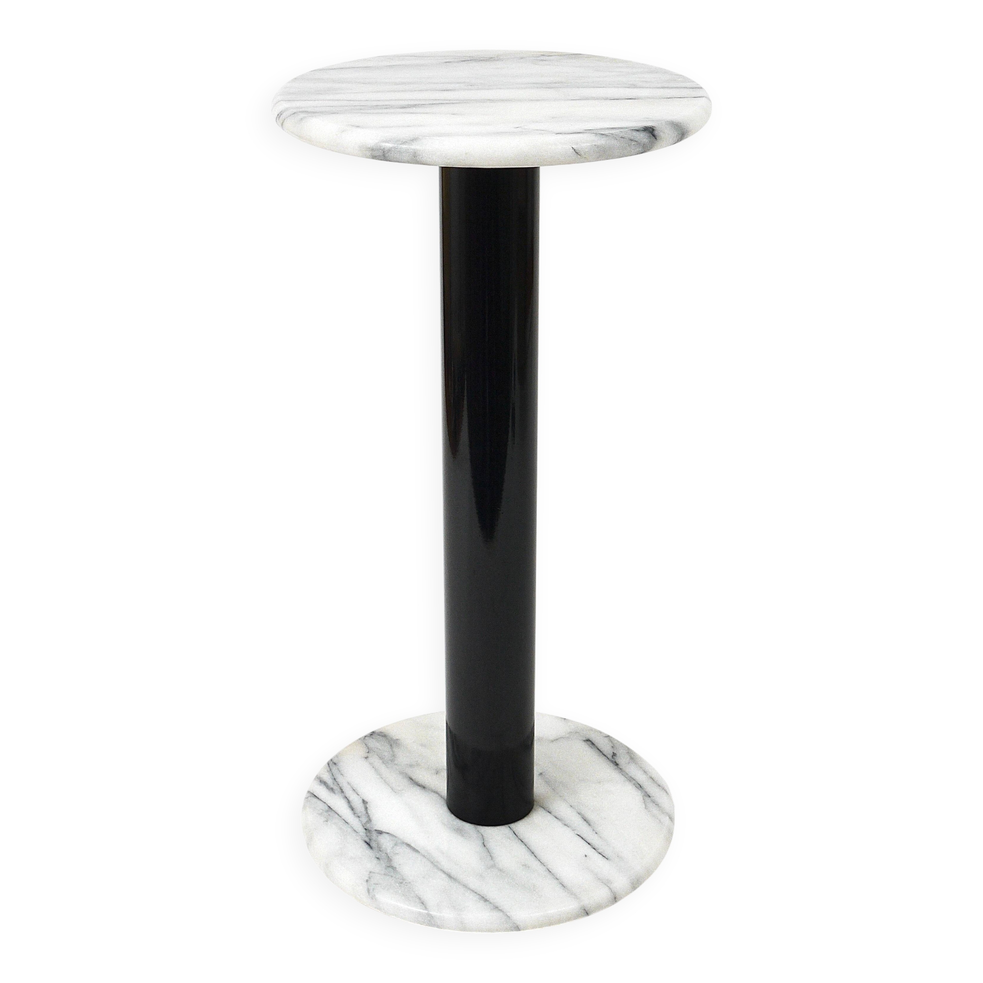 Postmodern pedestal table / plant stand in white Carrara marble, Italy, 1980s