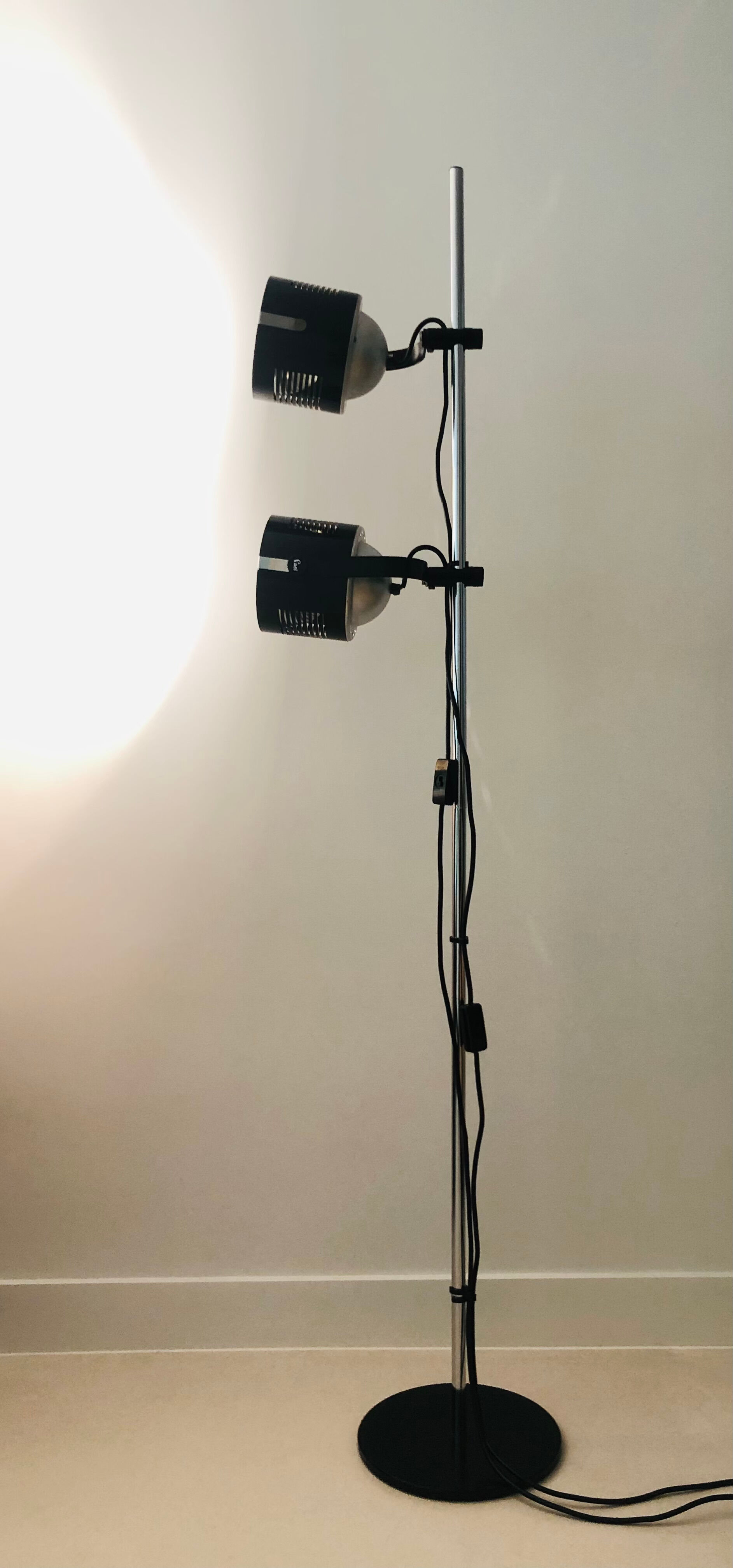Floor lamp two spots of FAEL Luce, Italy 70s