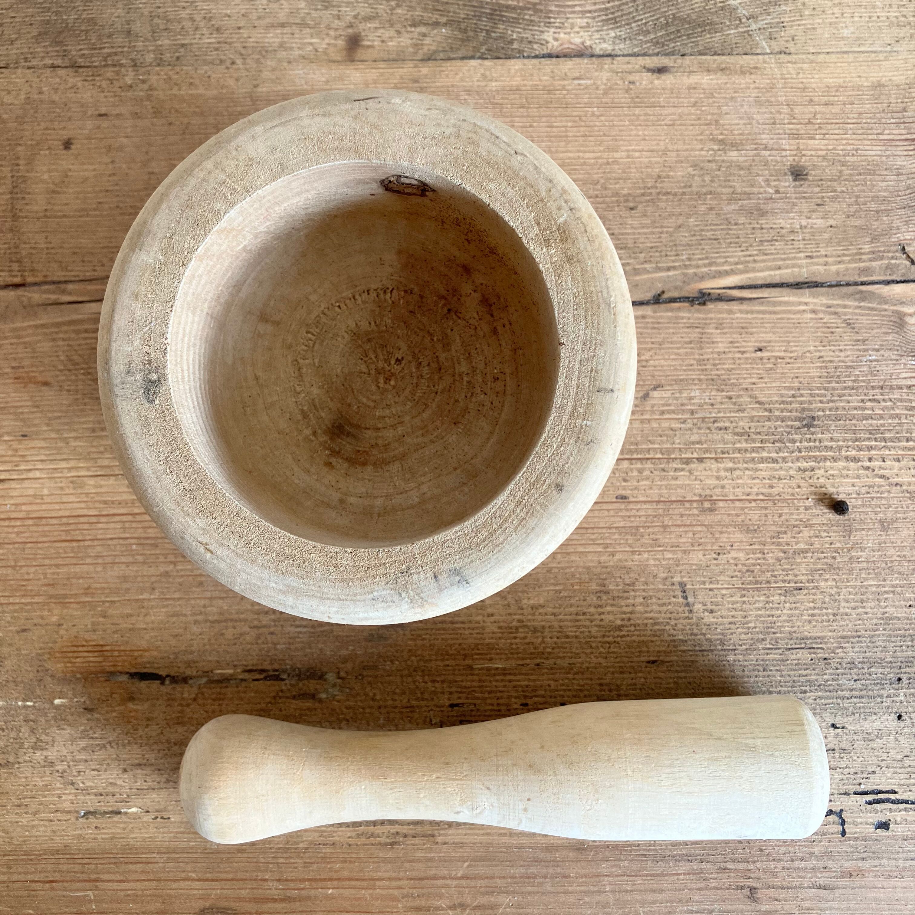 Wooden mortar and pestle