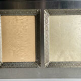 Pair identical vintage metal frames each 18.5 cm x 14.5 cm convex glass