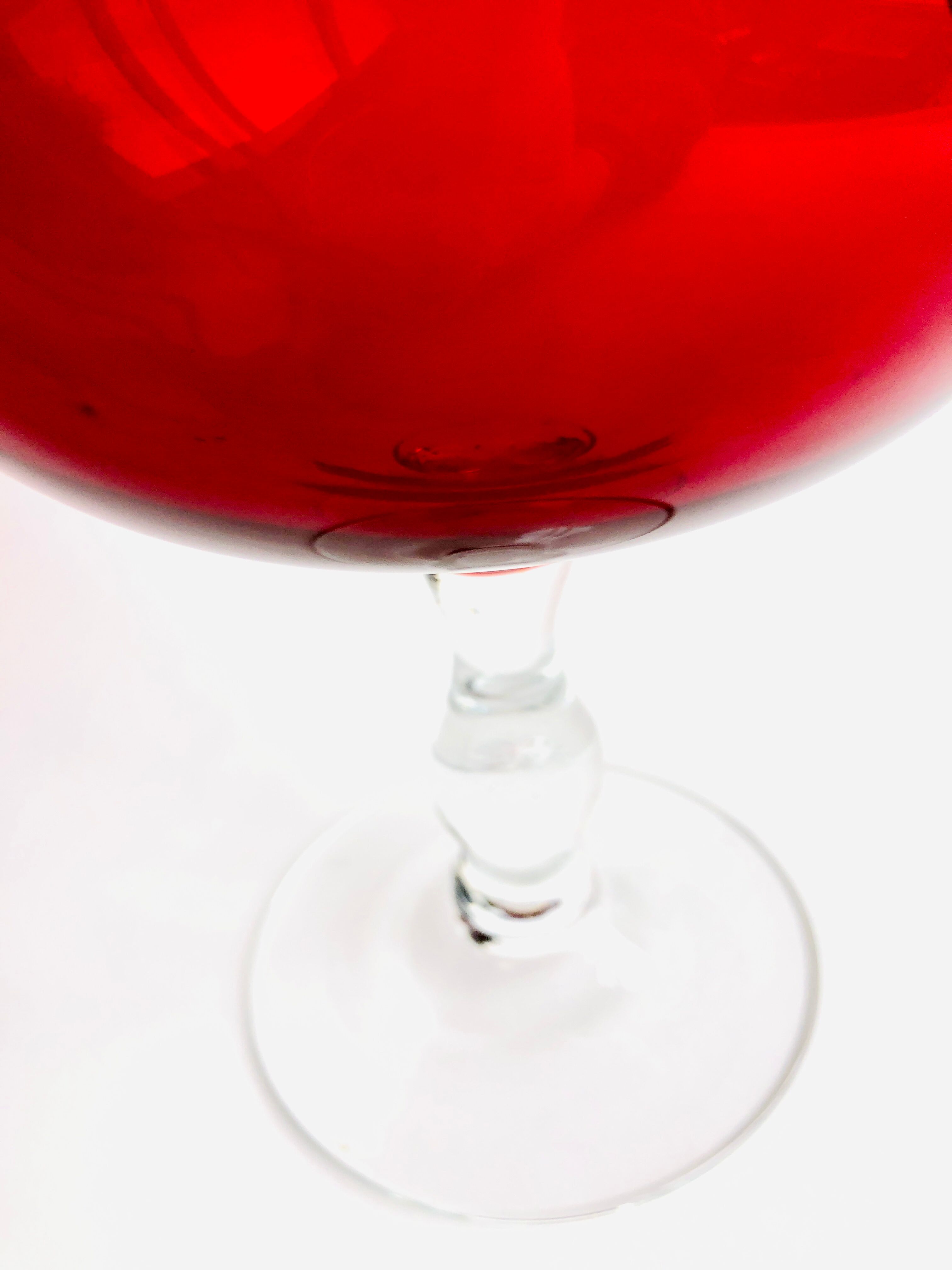 Red textured glass vase from the 60s 70s, Italy, Empoli