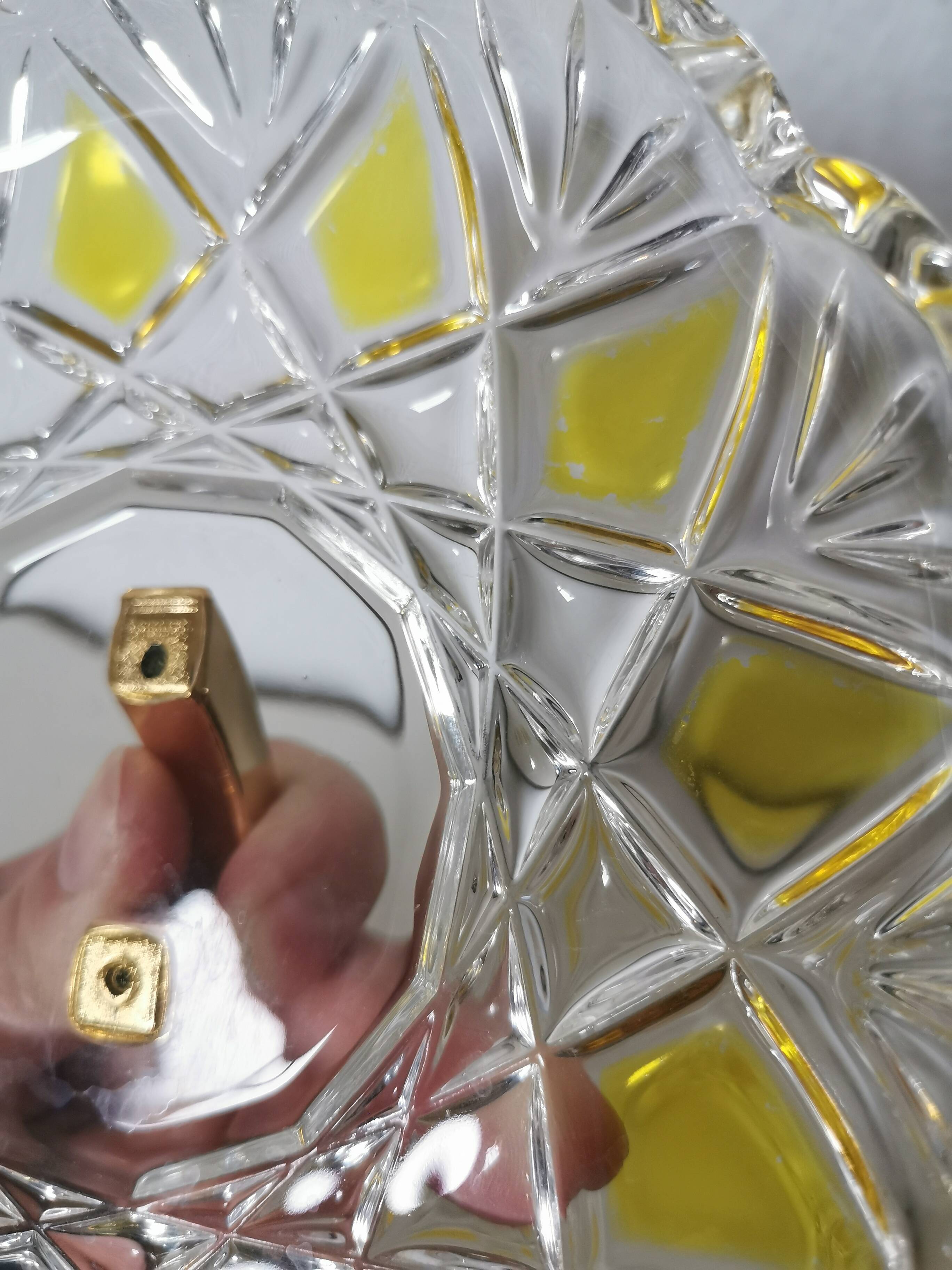 Candy dish, sugar bowl in transparent faceted glass